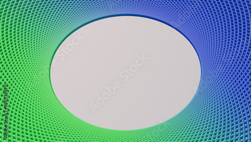 Blue and green mesh. Place for text. Abstract illustration, 3d render.