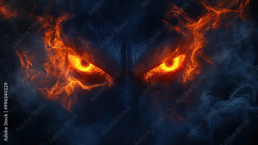 Abstract Halloween Themed Poster with Fiery Eyes Abstract Halloween Themed Poster with Fiery Eyes