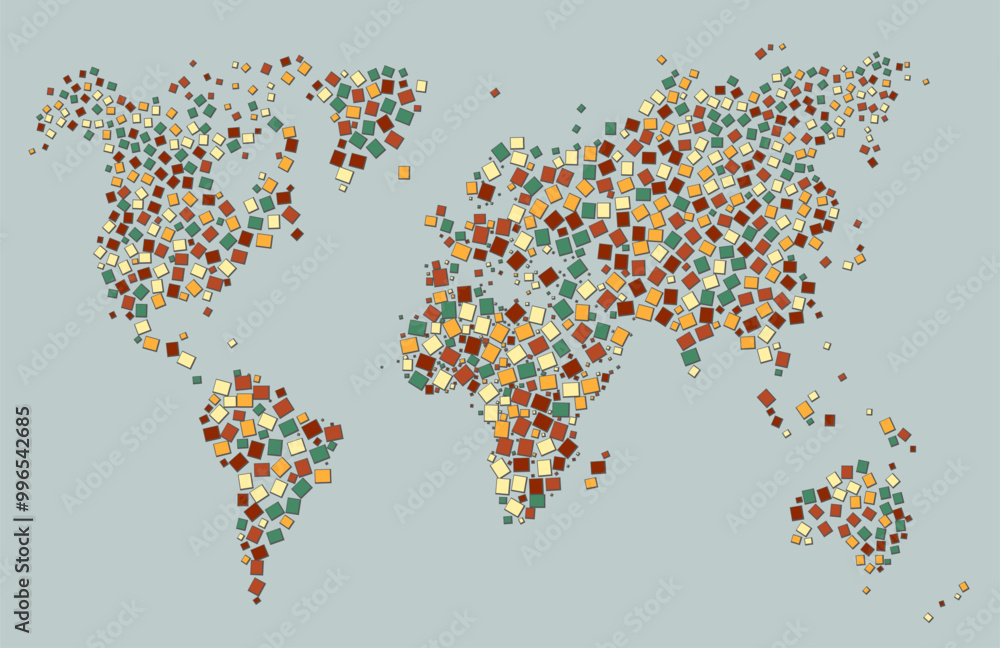 Fototapeta premium World map colorful mosaic art