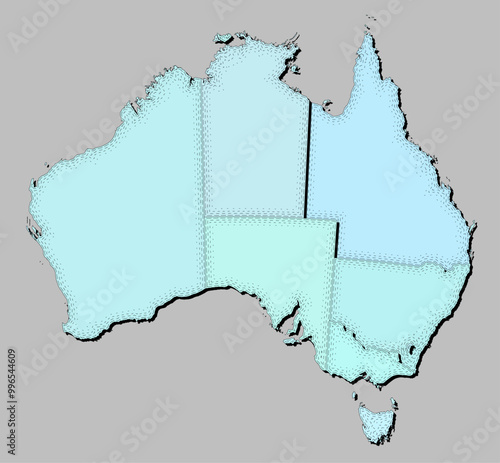 Map of Australia with states isolated