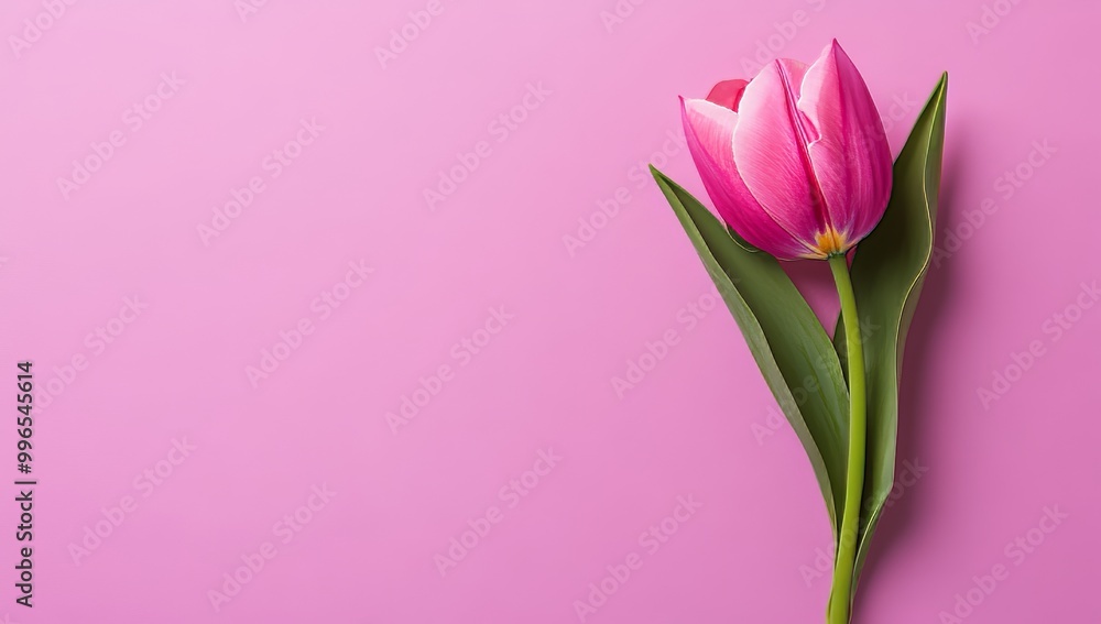 Isolated pink tulips, minimalistic pink wallpaper Isolated pink tulips, minimalistic pink wallpaper