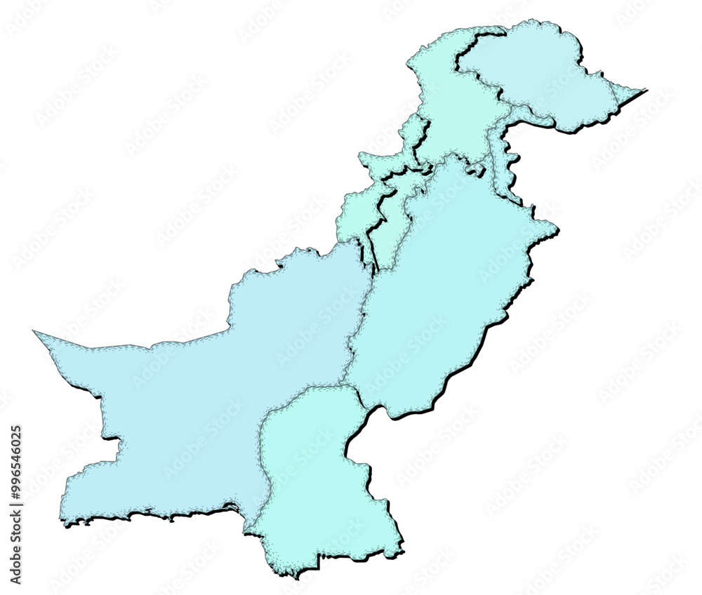 Map of Pakistan with states isolated Map of Pakistan with states isolated