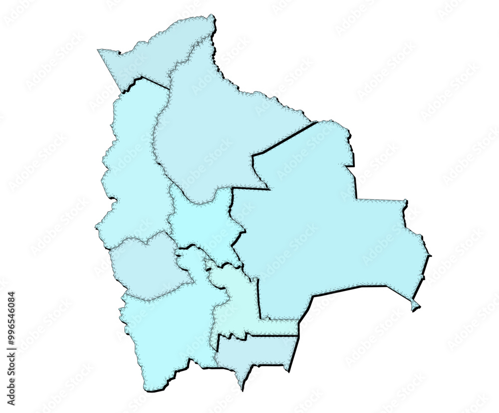 Map of Bolivia with states isolated Map of Bolivia with states isolated