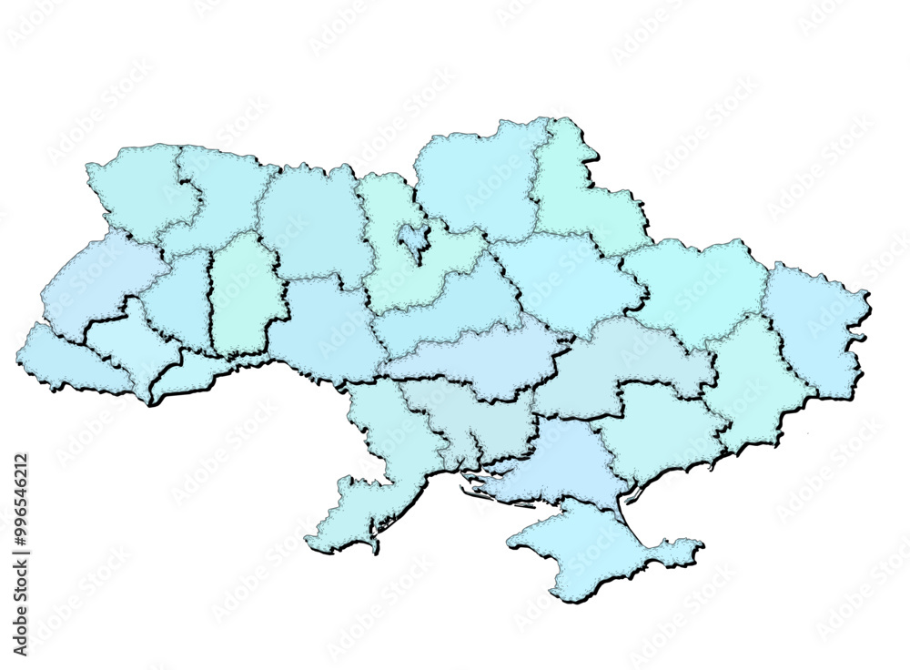 Map of Ukraine with states isolated Map of Ukraine with states isolated