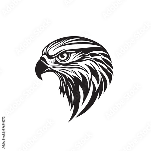 Hand drawn eagle head emblem set. Mascot bird collection. Predator logo illustration isolated on white photo