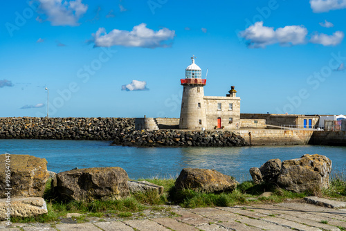 Beautiful seascape - Howth lighthouse with boat