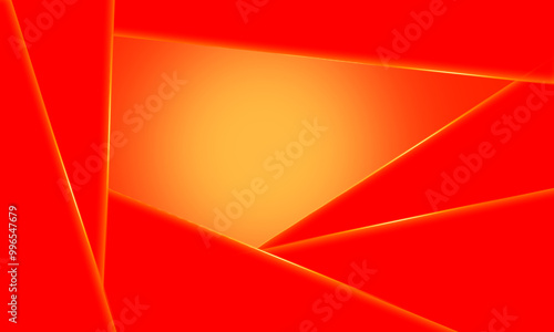 Abstract orange color layers background with golden glittering decoration.