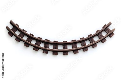 3d Railway rails top view isolated on white background