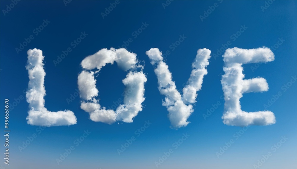 Clouds shaping the word 'love' on a clear blue sky Clouds shaping the word 'love' on a clear blue sky