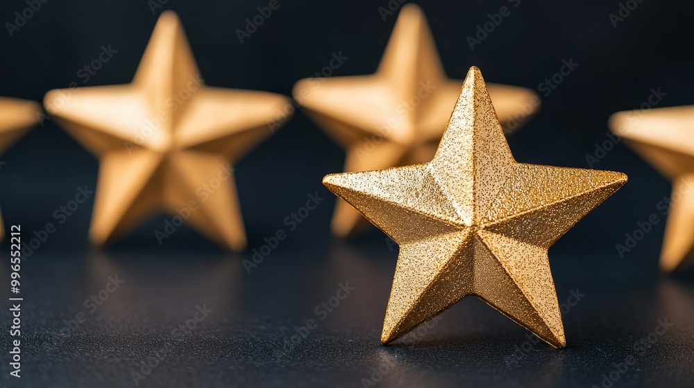 Gold star decoration with textured surface, black background Gold star decoration with textured surface, black background
