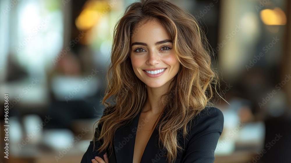 Obraz premium Portrait of a Beautiful Woman with a Bright Smile