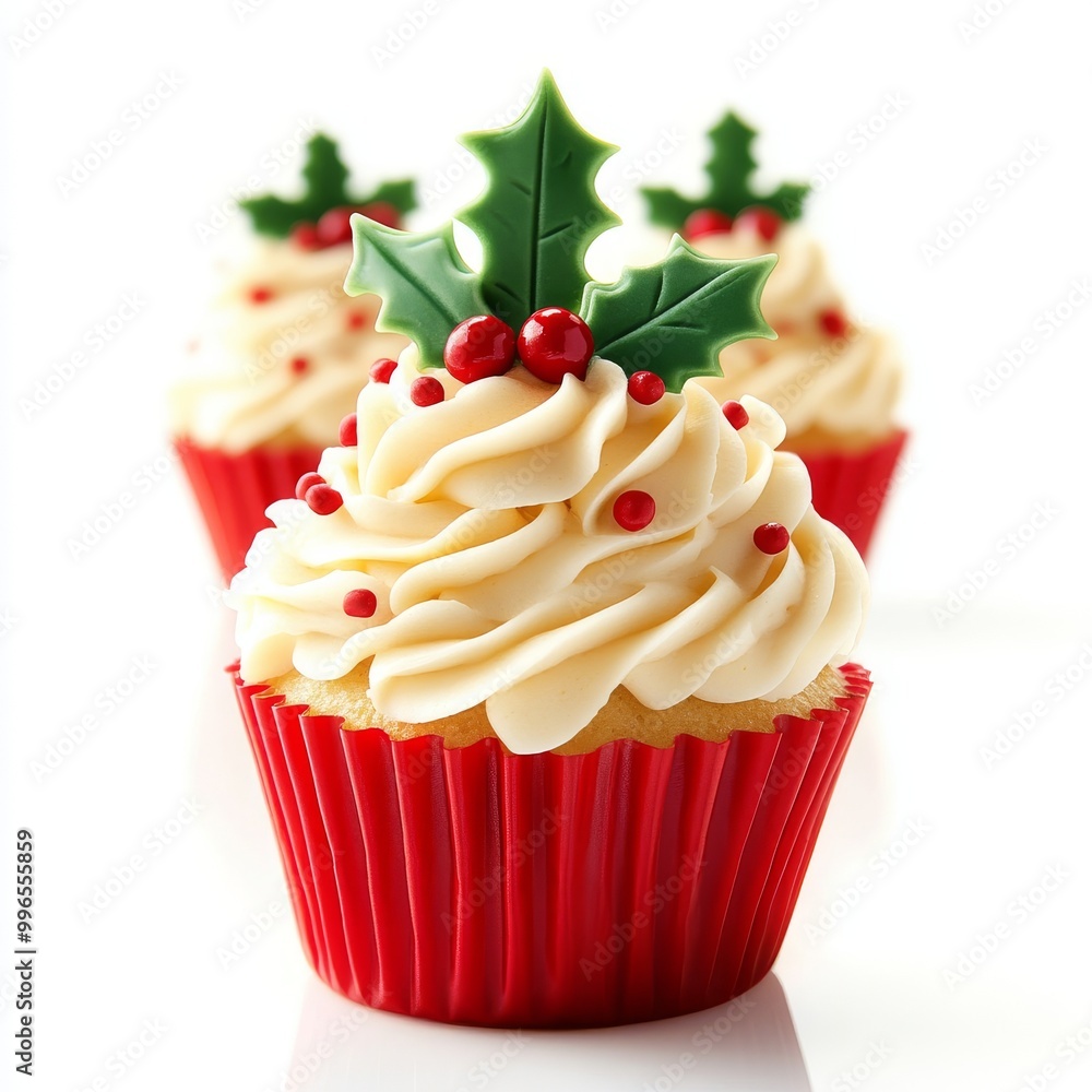Sprinkles and icing on Christmas cupcakes Sprinkles and icing on Christmas cupcakes