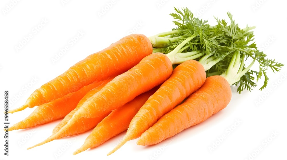 Cascading carrots with full depth and detail isolated on a white backdrop Cascading carrots with full depth and detail isolated on a white backdrop