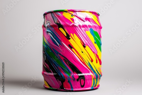 Design an artistic side view oil filter in vibrant colors photo