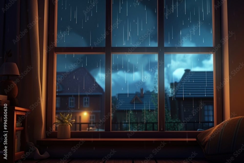 Window night storm rain. Window night storm rain.