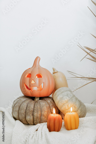 White Interior Decoration Halloween. White aesthetic photo