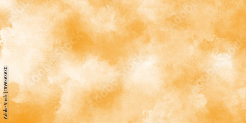 Abstract modern Hand Painted Orange and white watercoloe Background, Natural pattern antique design art work and wallpaper. Smeared ink effect bright orange and yellow color shades watercolor.