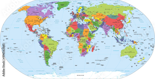 Political world map Robinson projection