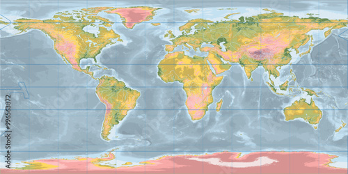 Topographic blank world map Equirectangular projection