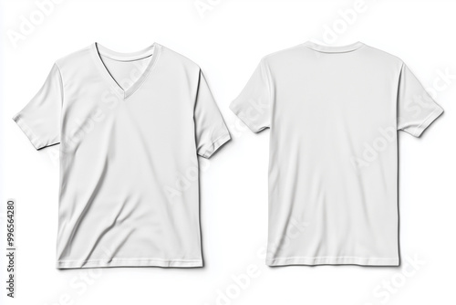 white shirt with a v-neck and a white collar. The shirt is unbuttoned and has a white background