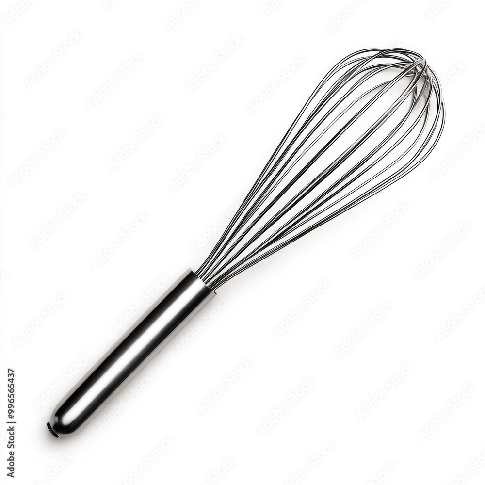 A shiny stainless steel whisk perfect for blending, mixing, and whipping ingredients in the kitchen. A shiny stainless steel whisk perfect for blending, mixing, and whipping ingredients in the kitchen.