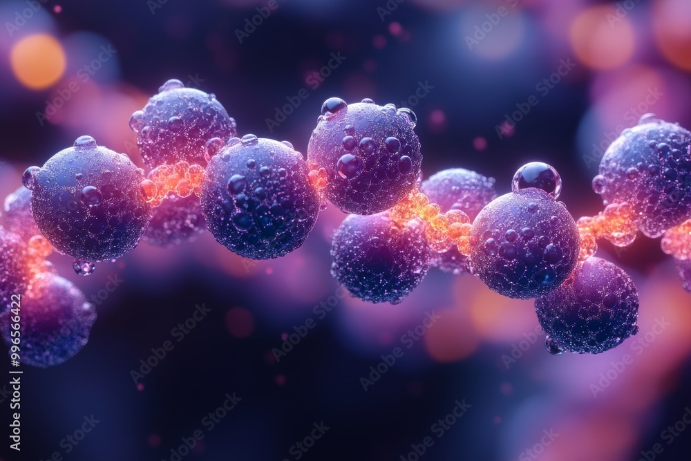 Fototapeta premium Glowing molecules in a chain structure for a scientific background