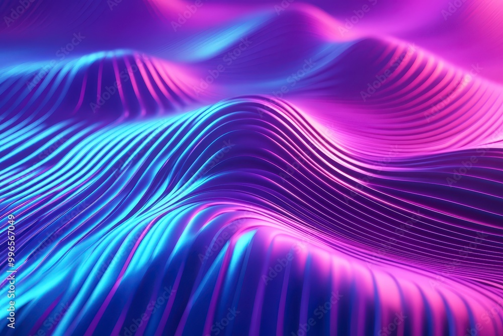 Obraz premium Neon Dreamscape: Abstract Waves of Purple and Blue