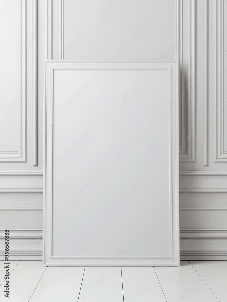 A minimalist rectangular mirror with a white frame, set against a light, textured wall, reflecting a modern aesthetic. A minimalist rectangular mirror with a white frame, set against a light, textured wall, reflecting a modern aesthetic.