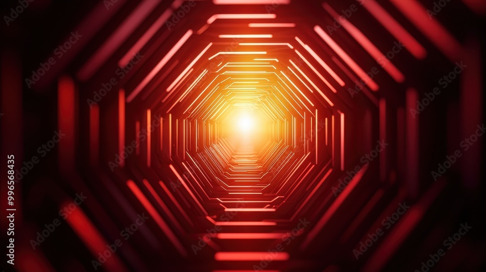 Fototapeta premium Abstract red hexagonal pattern with light center