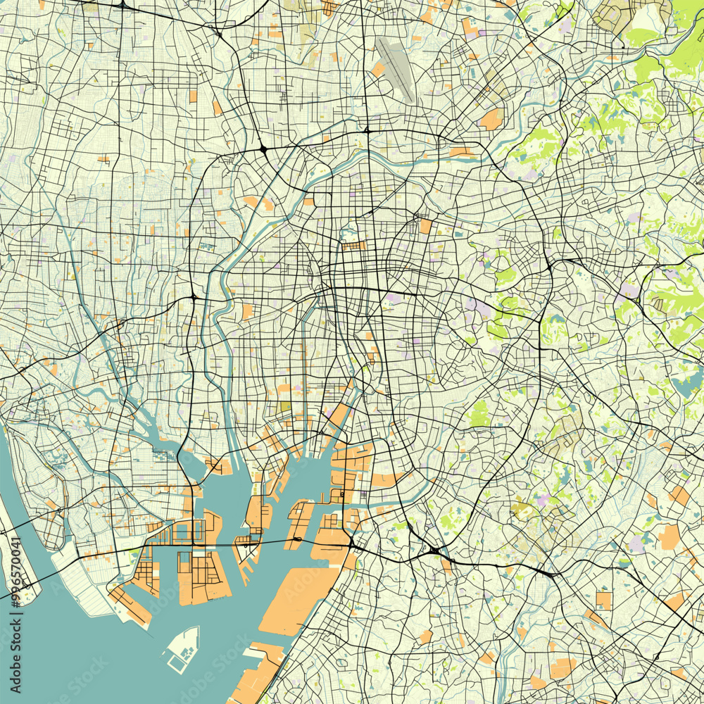 Fototapeta premium Vector city map of Nagoya, Aichi, Japan