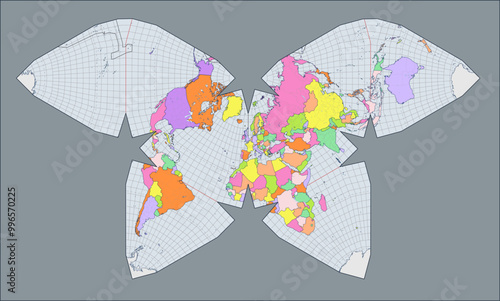 World map Waterman butterfly projection