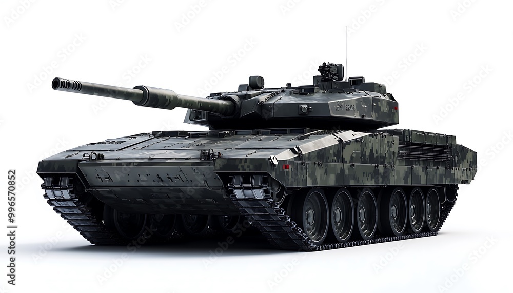 Modern Military Tank with Camouflage Design Modern Military Tank with Camouflage Design