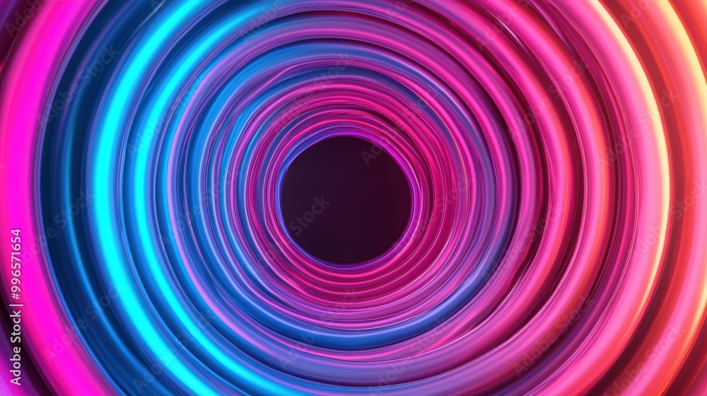 Colorful circular patterns with vibrant light effects, dark center background.