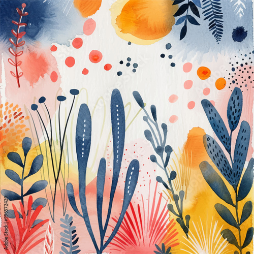 abstract autumn painting watercolor vector illustration for background