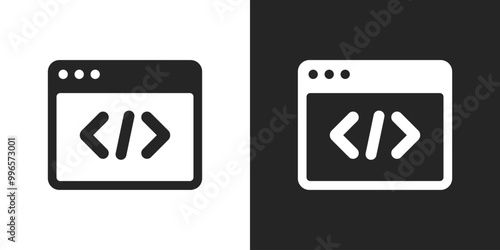 Web development language sign black and white icon vector design