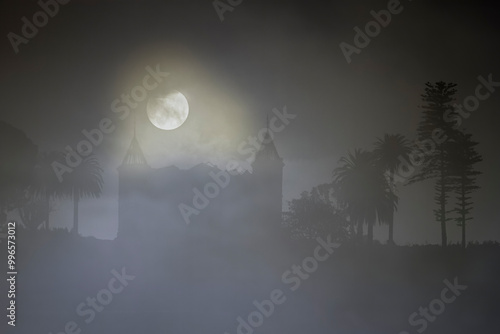 Wallpaper Mural Creepy palace in a foggy night Torontodigital.ca