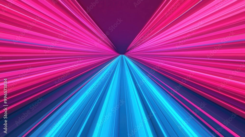 Fototapeta premium Vibrant abstract lines in pink and blue forming dynamic patterns on a dark background.