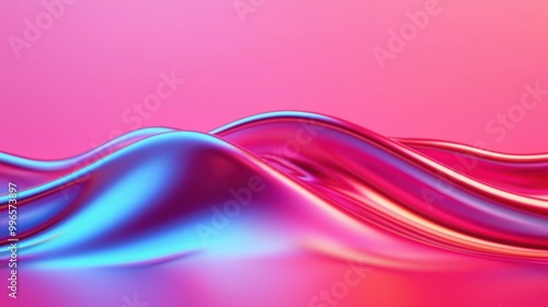 Vibrant abstract waves with a gradient of pink and blue colors.