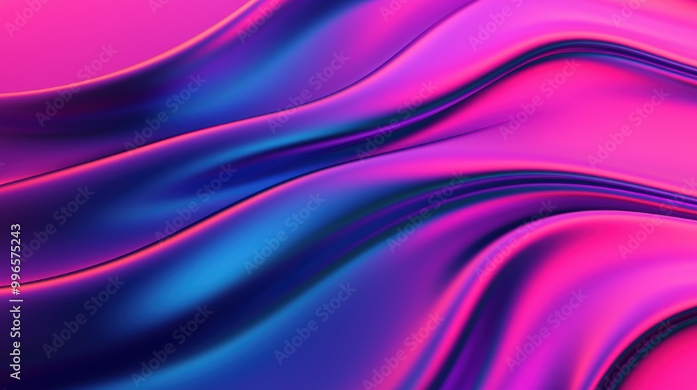 Obraz premium Colorful abstract flowing waves with gradients of pink and blue tones.
