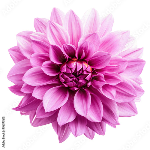 pink flower on a white background isolated with clipping path. Closeup. big shaggy flower. for design. Dahlia.