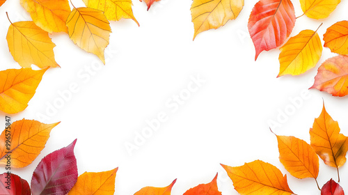 Beautiful fall leaves decorative border with copy space for text