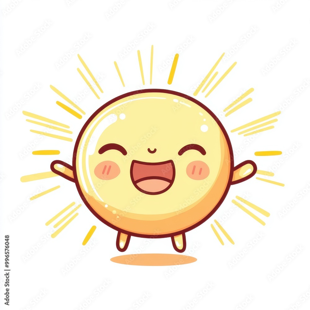 A cheerful cartoon sun with a happy expression, radiating joy and warmth, perfect for brightening any project. A cheerful cartoon sun with a happy expression, radiating joy and warmth, perfect for brightening any project.