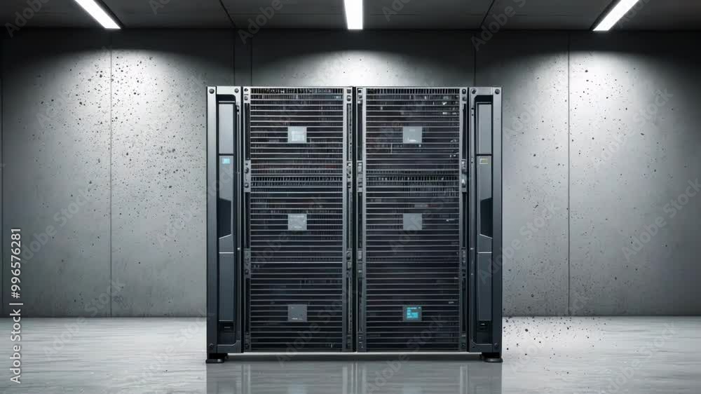 A modern server room showcasing high tech hardware, emphasizing data integration and efficient computing A modern server room showcasing high tech hardware, emphasizing data integration and efficient computing