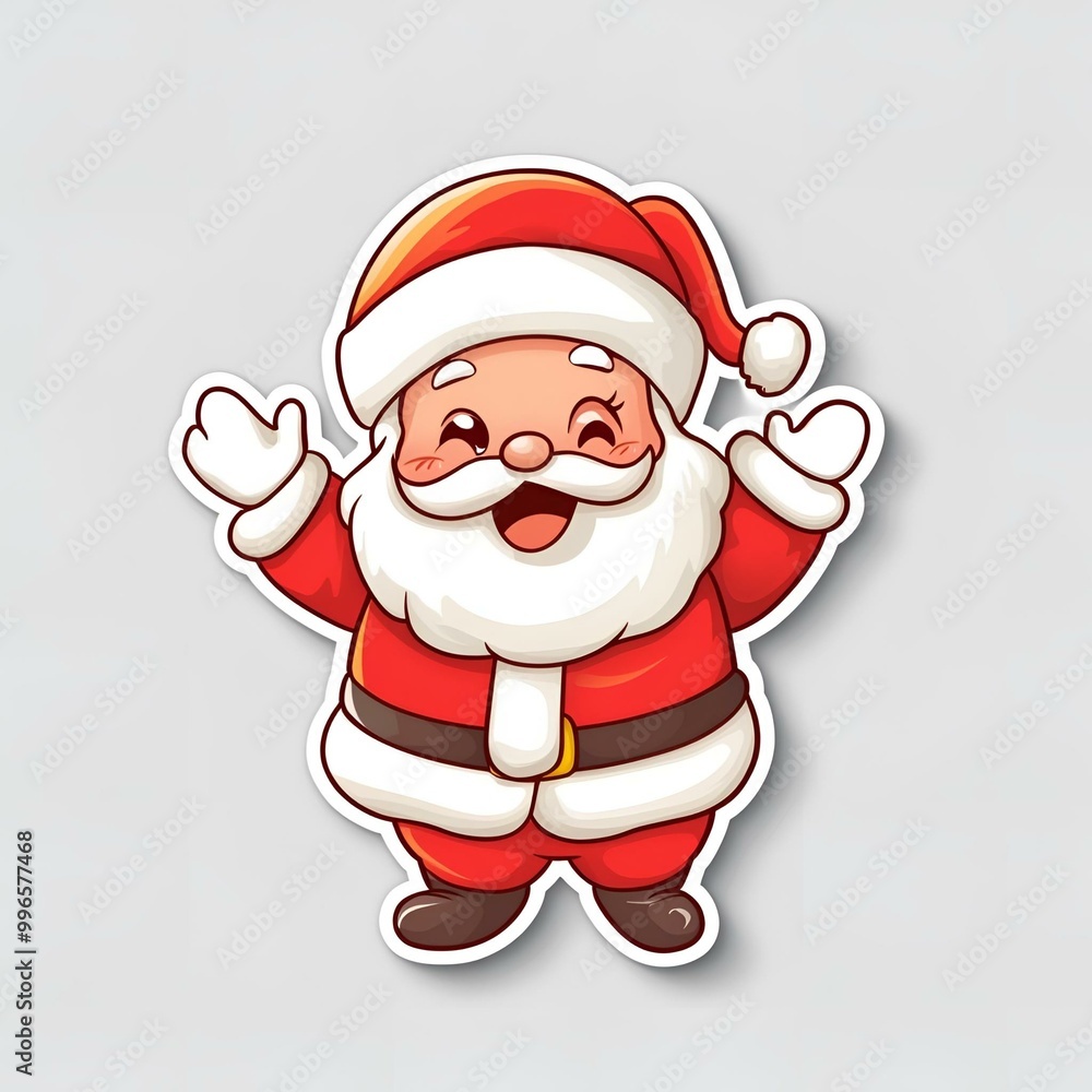 Cheerful Cartoon Santa Claus Waving Hand with Festive Smile for Christmas Celebration, Ideal for Holiday Greeting Cards and Advertising. Cheerful Cartoon Santa Claus Waving Hand with Festive Smile for Christmas Celebration, Ideal for Holiday Greeting Cards and Advertising.