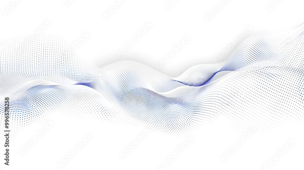 Fototapeta premium White abstract background with grey flowing particles. Digital future technology