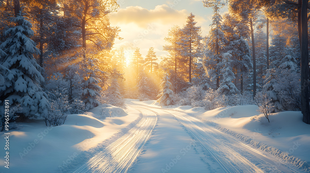 A Snow-Covered Forest with Pine Trees, a Cross-Country Skier Gliding Through the Winter Wonderland, Soft Snowflakes Falling from the Gray Sky, Creating a Peaceful and Serene Atmosphere, Perfect for Wi A Snow-Covered Forest with Pine Trees, a Cross-Country Skier Gliding Through the Winter Wonderland, Soft Snowflakes Falling from the Gray Sky, Creating a Peaceful and Serene Atmosphere, Perfect for Wi