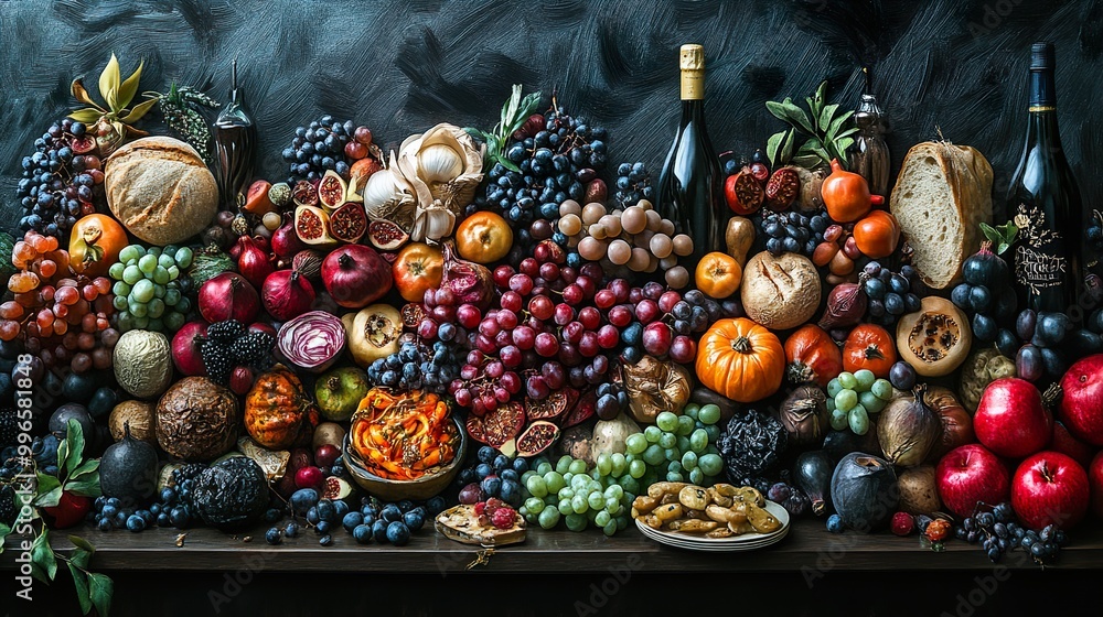 Still Life with Grapes, Wine, and Bread: A Feast for the Senses Still Life with Grapes, Wine, and Bread: A Feast for the Senses