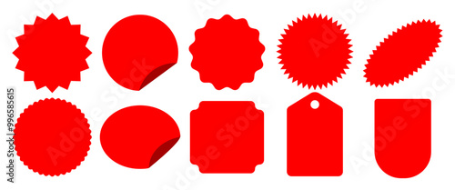 Isolate Sale sticker vector shape, Red Promotion Tags with transparent background, Business marketing graphic elements, Sold, Shopping illustration, vector stock (Editable)