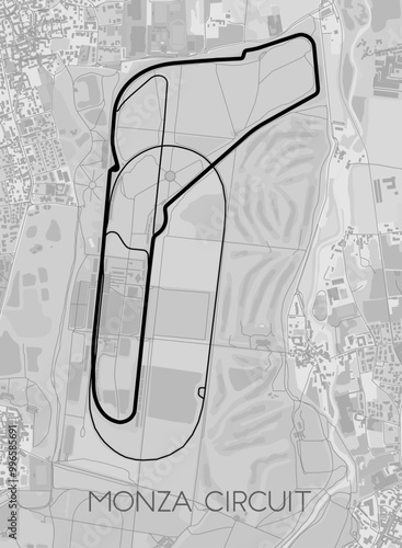 Monza Circuit, Italy map poster art