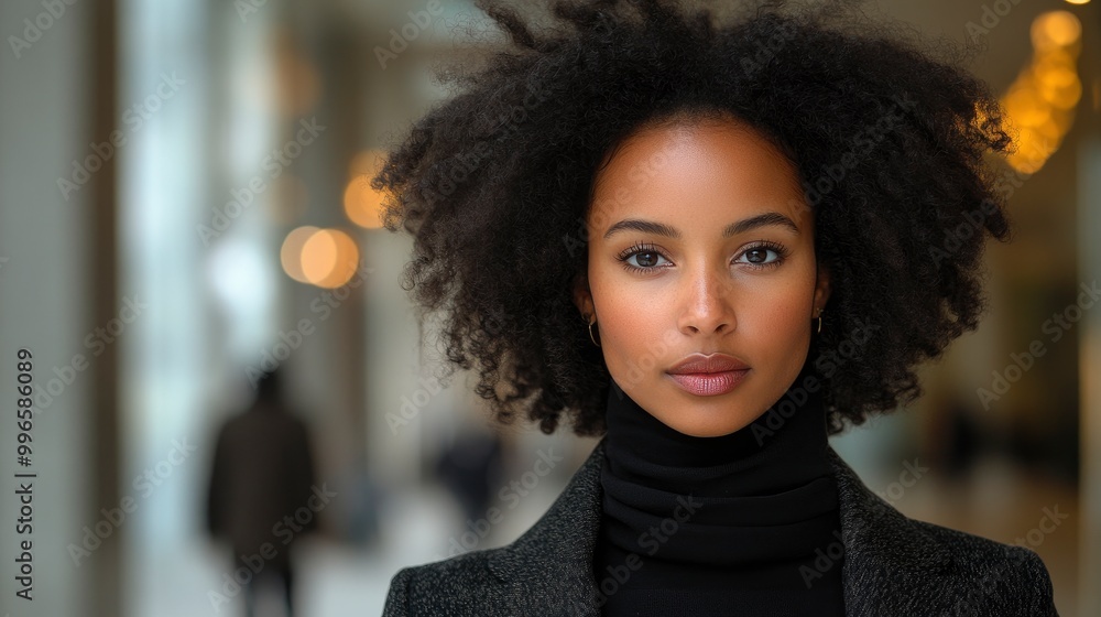 Confident Woman with Afro Hair Looking at Camera Confident Woman with Afro Hair Looking at Camera
